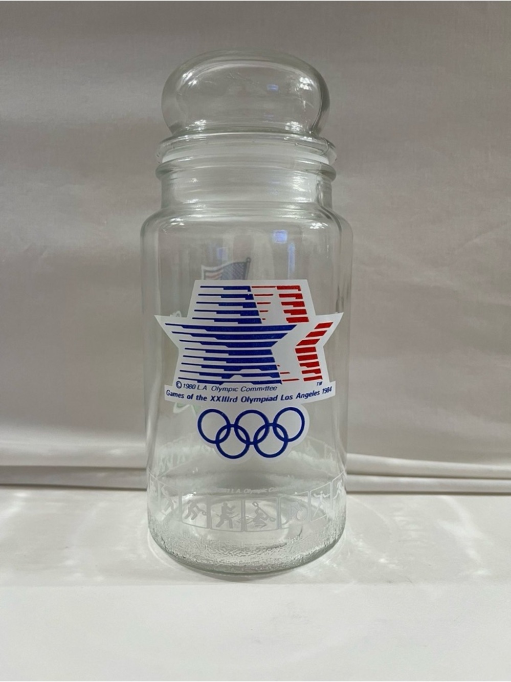 M&M'S Clear Glass Storage Jar with Red & Blue Star Logo